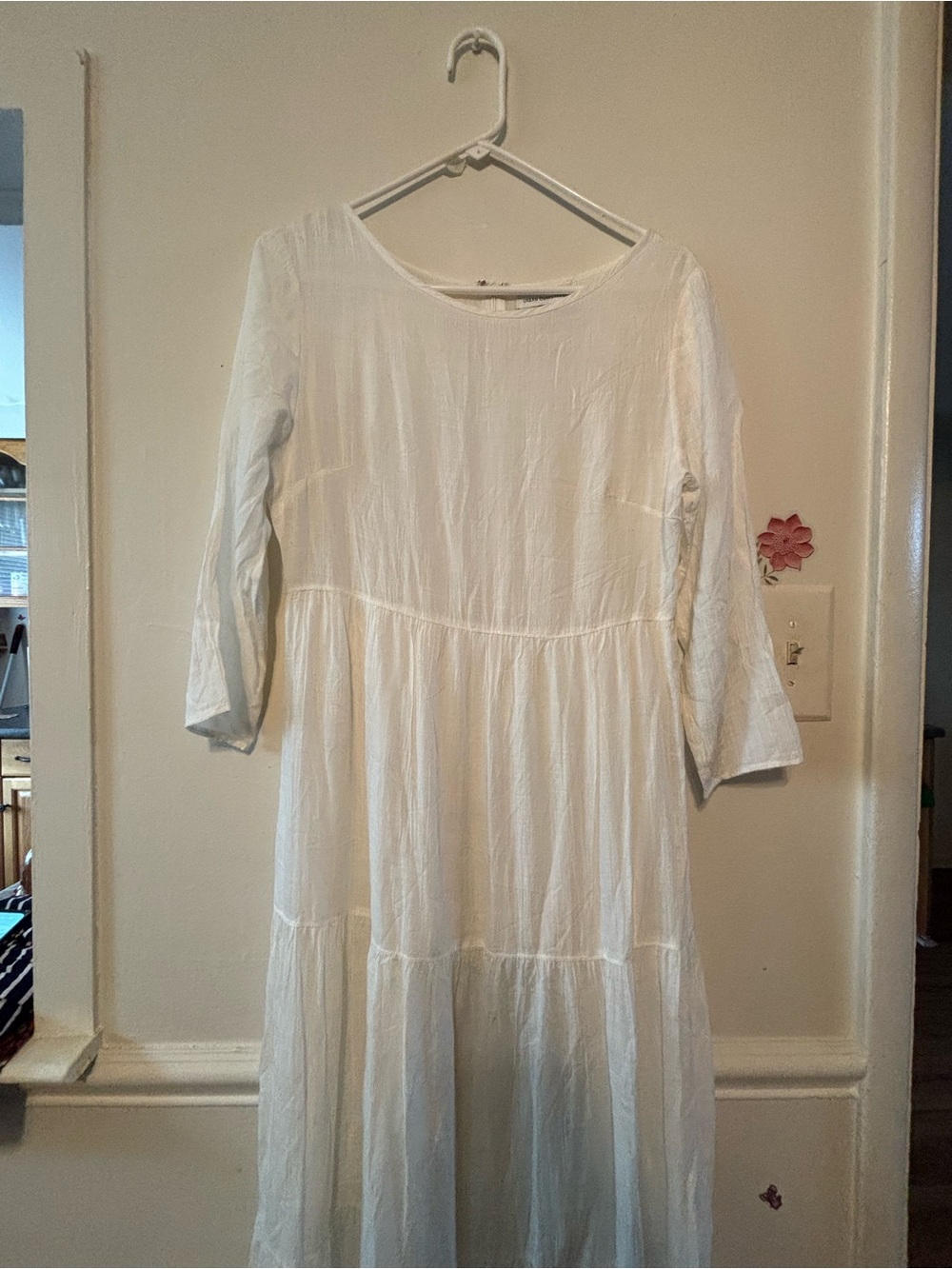Urban Outfitters White Tiered Maxi Dress with Scoop Neck
